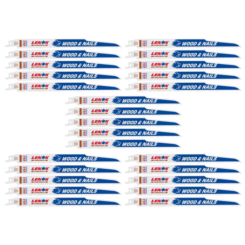 LENOX LUMBERWOLF 9 in. Bi-Metal Reciprocating Saw Blade 6 TPI 25 pk