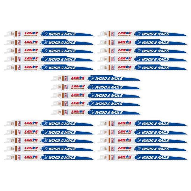 LENOX LUMBERWOLF 9 in. Bi-Metal Reciprocating Saw Blade 6 TPI 25 pk