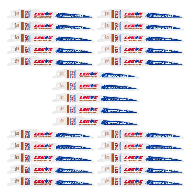 LENOX LUMBERWOLF 6 in. Bi-Metal Reciprocating Saw Blade 6 TPI 25 pk