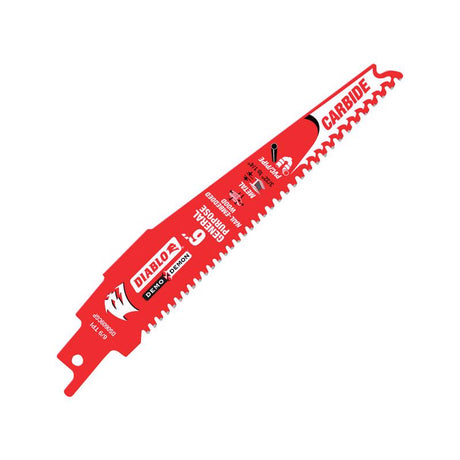 Diablo Demo Demon 6 in. Carbide Tipped General Purpose Reciprocating Saw Blade 6/9 TPI 1 pk