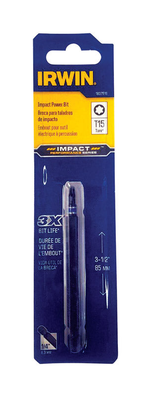Irwin Impact Performance Series Torx T15 X 3-1/2 in. L Power Bit S2 Tool Steel 1 pc