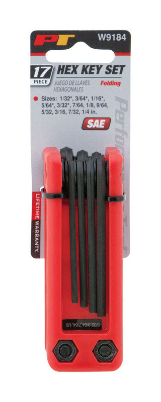 Performance Tool SAE Fold-Up Hex Key Set 17 pc