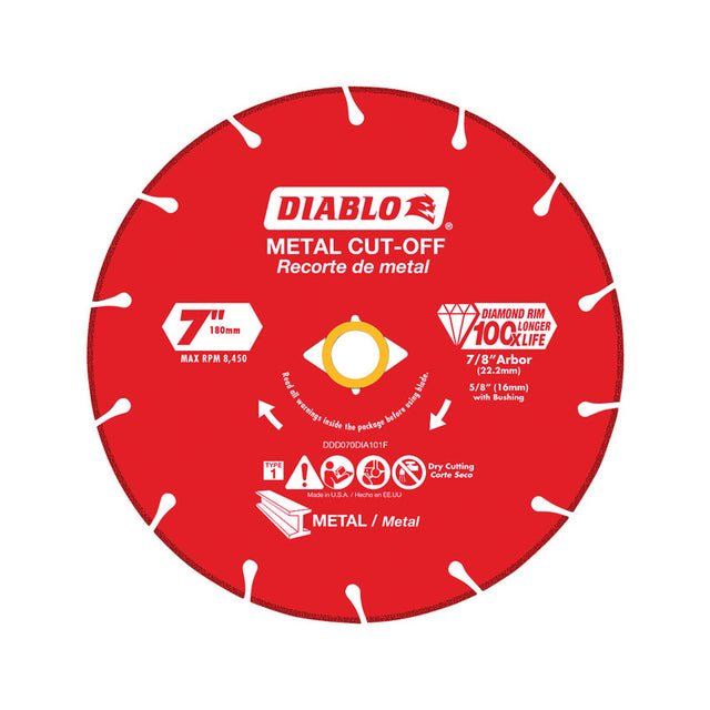 Diablo 7 in. D X 7/8 in. Diamond Metal Cut-Off Wheel