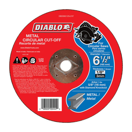 Diablo 6-1/2 in. D X 5/8 in. Aluminum Oxide Metal Circular Cut-Off Disc 1 pk