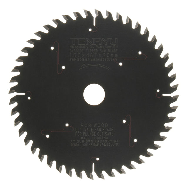 Tenryu 160 mm D X 20 mm Plunge Cut PTFE Coated Saw Blade 48 teeth 1 pc