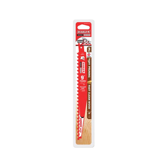 Diablo Demo Demon 9 in. Carbide Tipped Pruning & Clean Wood Reciprocating Saw Blade 3 TPI 3 pk