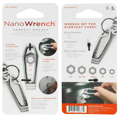 KeySmart Nano Wrench Stainless Steel Silver Wrench Multi Key Tool