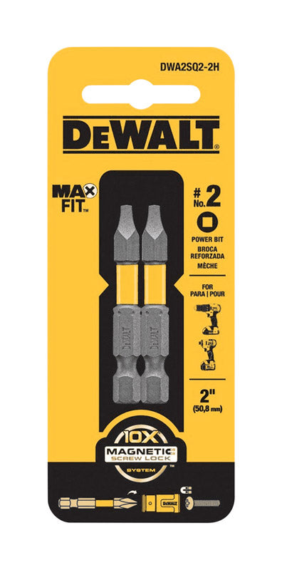 DeWalt Max Fit Square #2 X 2 in. L Power Bit S2 Tool Steel 2 pc