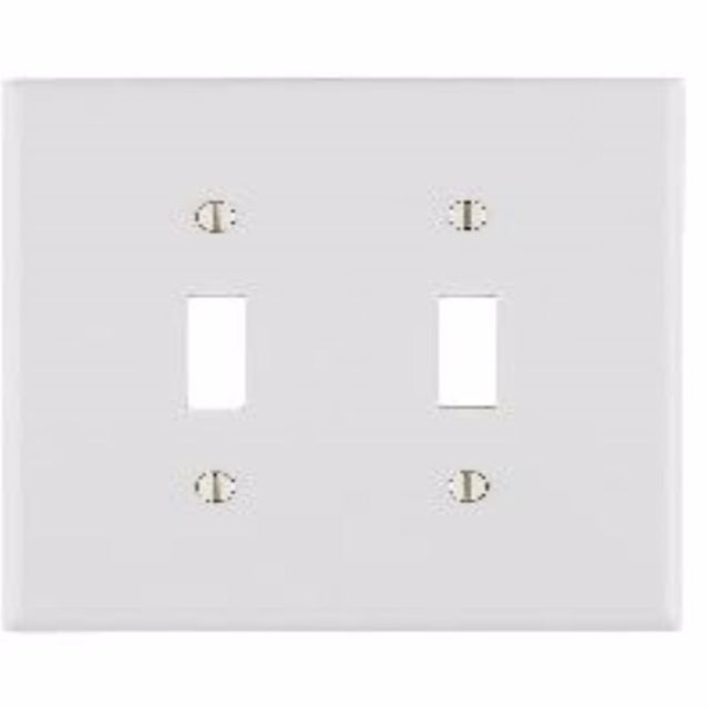 Leviton Antimicrobial Powder Coated White 2 gang Thermoset Plastic Toggle Wall Plate 1 pk