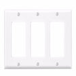 Leviton Antimicrobial Powder Coated White 3 gang Thermoset Plastic Decorator Wall Plate 1 pk
