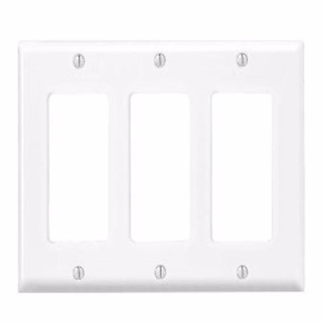 Leviton Antimicrobial Powder Coated White 3 gang Thermoset Plastic Decorator Wall Plate 1 pk