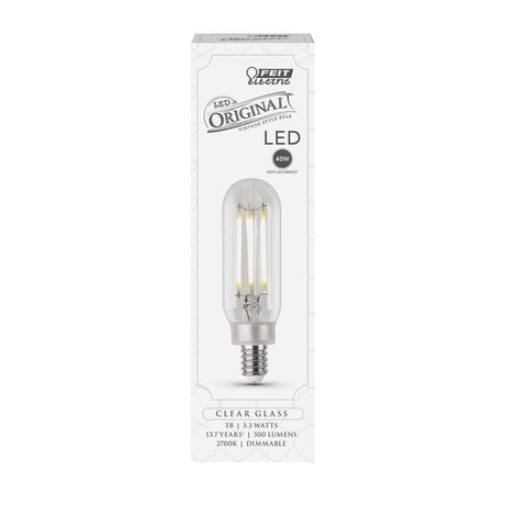Feit LED T8 E12 (Candelabra) LED Bulb Soft White 40 Watt Equivalence 1 pk