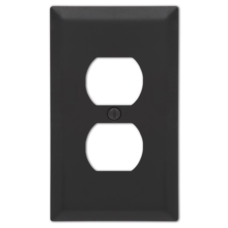 Amerelle Century Matte Black 2 gang Stamped Steel Duplex Wall Plate 1 pk