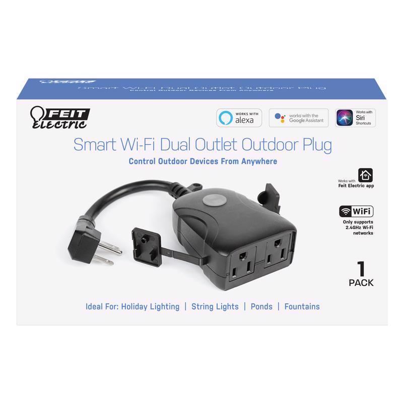 Feit Smart Home Commercial and Residential PVC Smart-Enabled Dual Outlet Outdoor Plug 3R