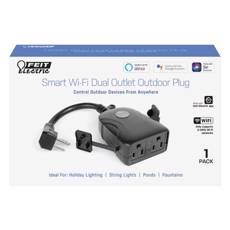 Feit Smart Home Commercial and Residential PVC Smart-Enabled Dual Outlet Outdoor Plug 3R
