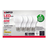 Satco A19 E26 (Medium) LED Bulb Warm White 60 Watt Equivalence 4 pk