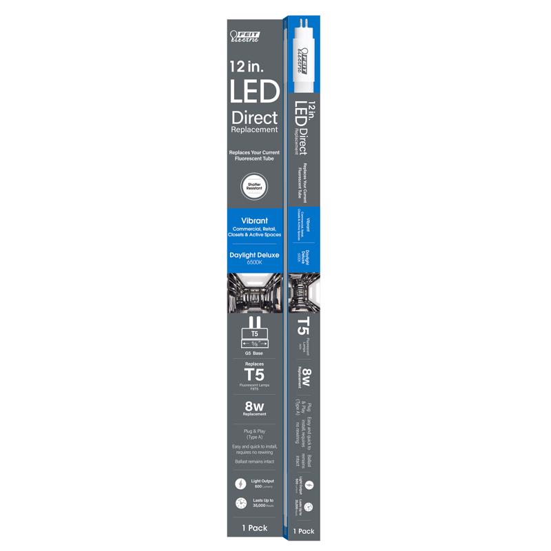 Feit General Purpose Daylight Deluxe 12 in. Bi-Pin Linear LED Linear Lamp 8 Watt Equivalence 1 pk