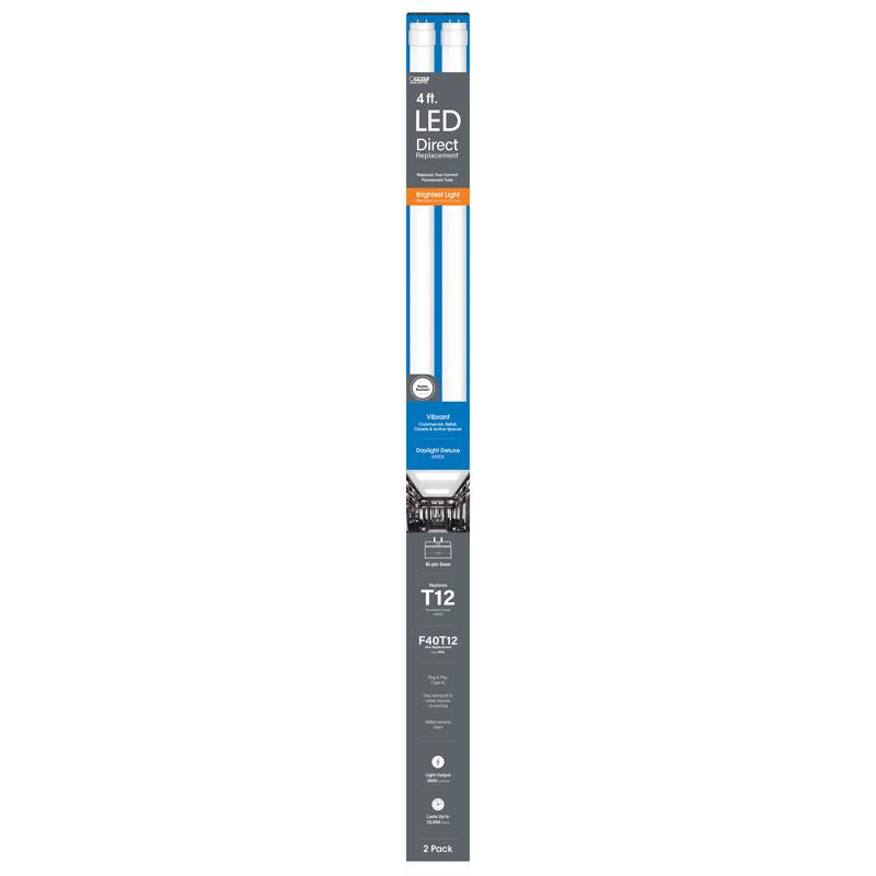 Feit T12 Daylight Deluxe 48 in. G13 Linear Led Linear Lamp 40 Watt Equivalence 2 pk