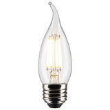 Satco CA10 (Flame Tip) E26 (Medium) Filament LED Bulb Soft White 40 Watt Equivalence 2 pk