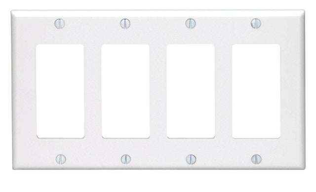 Leviton White 4 gang Thermoset Plastic Decorator Wall Plate 1 pk