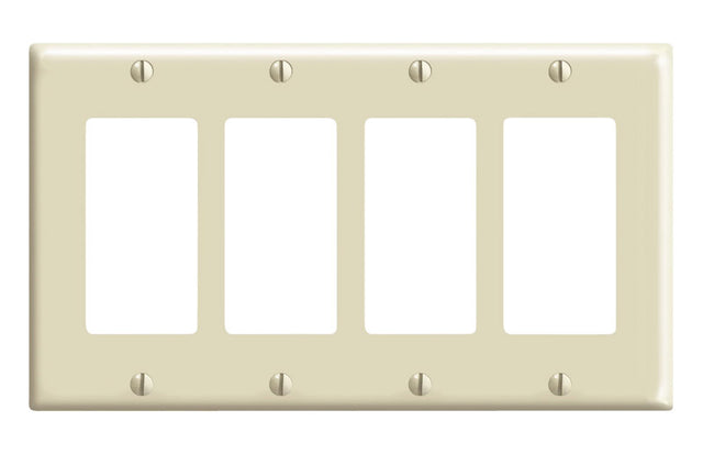 Leviton Decora Ivory 4 gang Thermoset Plastic Decorator Wall Plate 1 pk