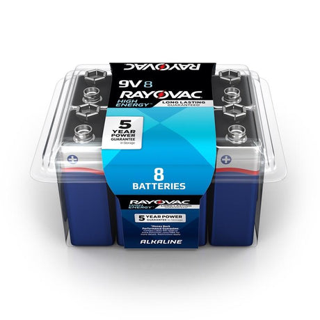 Rayovac High Energy 9-Volt Alkaline Batteries 8 pk Clamshell