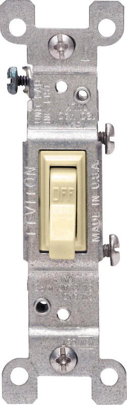 Leviton 15 amps Single Pole Toggle AC Quiet Switch Ivory 1 pk