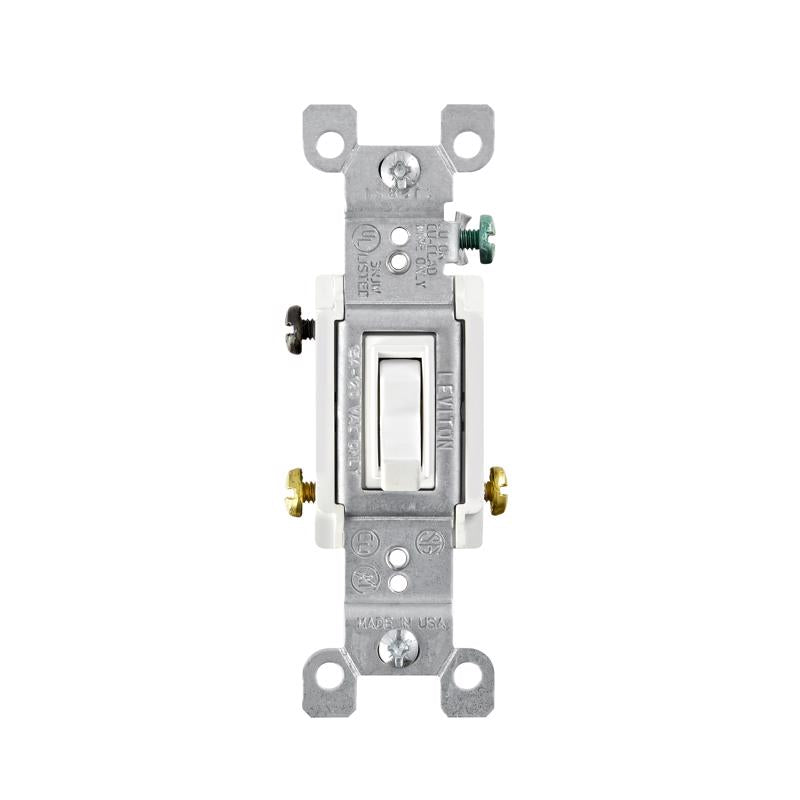 Leviton 15 amps Three Pole 3-Way Toggle AC Quiet Switch White 1 pk