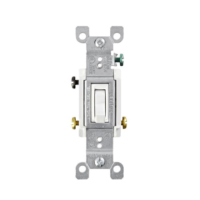 Leviton 15 amps Three Pole 3-Way Toggle AC Quiet Switch White 1 pk