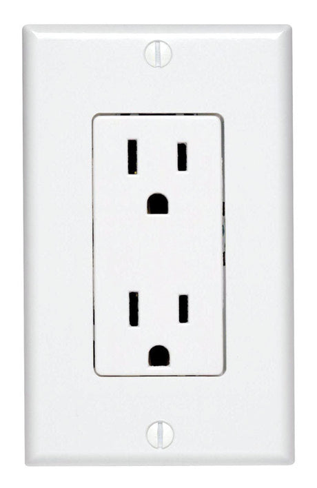 Leviton Decora 15 amps 125 V White Outlet 5-15R 1 pk