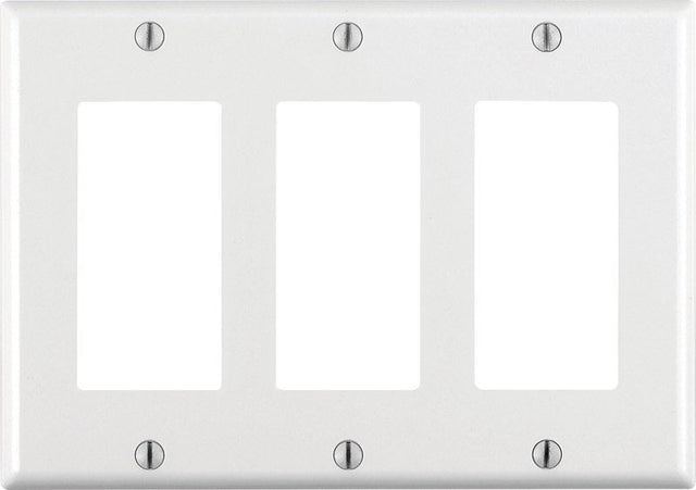 Leviton White 3 gang Thermoset Plastic Decorator Wall Plate 1 pk