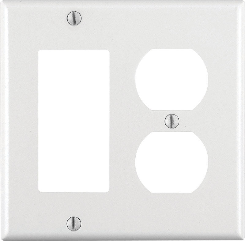 Leviton White 2 gang Thermoset Plastic Decorator/Duplex Wall Plate 1 pk