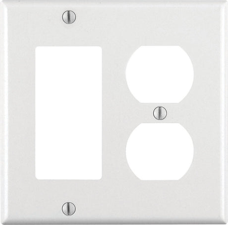 Leviton White 2 gang Thermoset Plastic Decorator/Duplex Wall Plate 1 pk