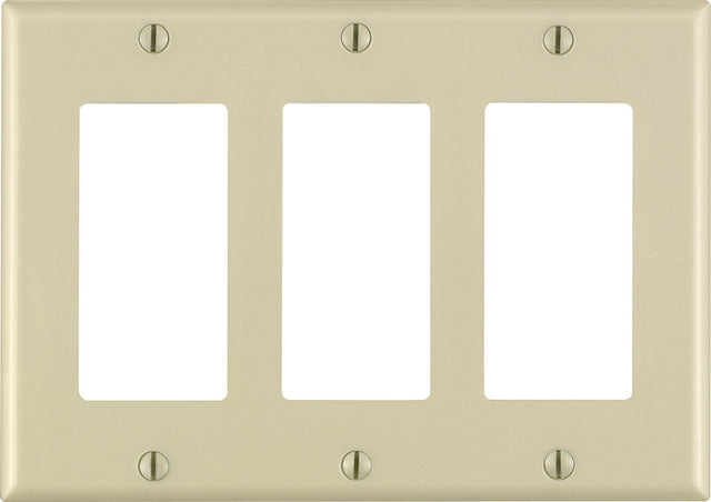 Leviton Decora Ivory 3 gang Thermoset Plastic Decorator Wall Plate 1 pk