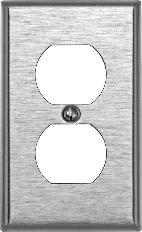 Leviton Silver 1 gang Stainless Steel Duplex Wall Plate 1 pk