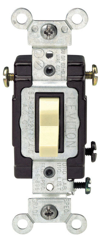 Leviton Commercial Illuminated 15 amps 3-Way Toggle Switch Ivory 1 pk