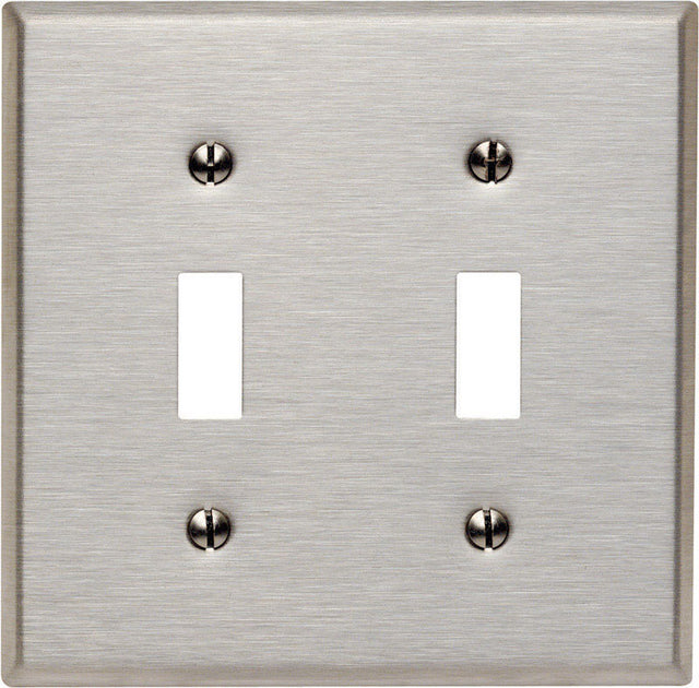 Leviton Silver 2 gang Stainless Steel Toggle Wall Plate 1 pk