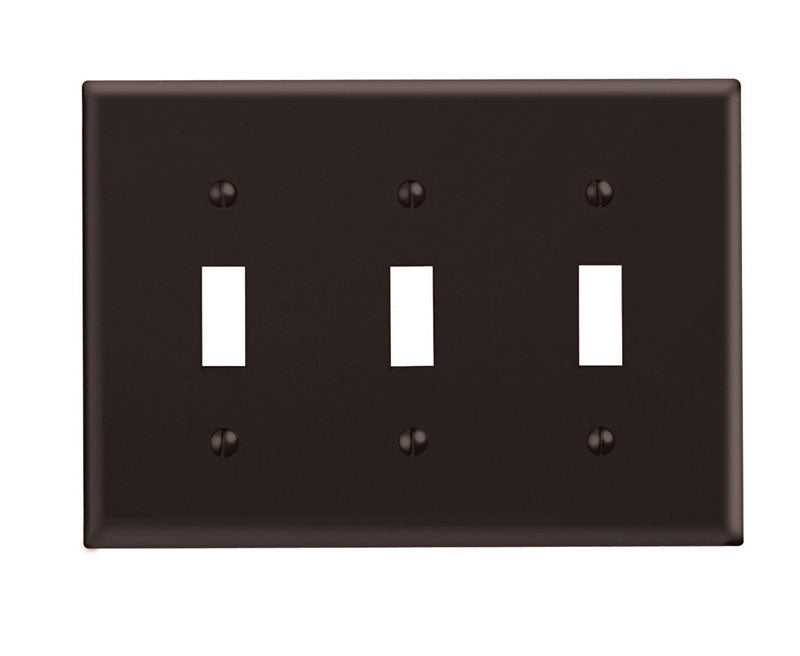 Leviton Brown 3 gang Thermoset Plastic Toggle Wall Plate 1 pk