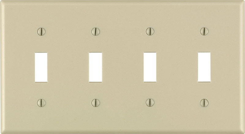 Leviton Ivory 4 gang Thermoset Plastic Toggle Wall Plate 1 pk