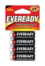 Eveready Super Heavy Duty AA Zinc Carbon Batteries 4 pk Carded