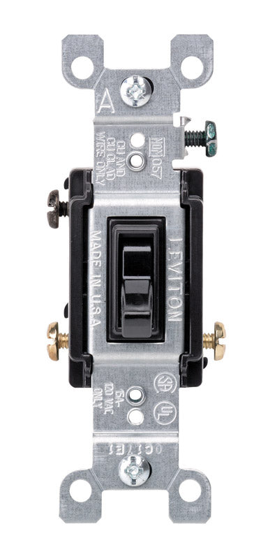 Leviton 15 amps Three Pole 3-Way Toggle AC Quiet Switch Black 1 pk