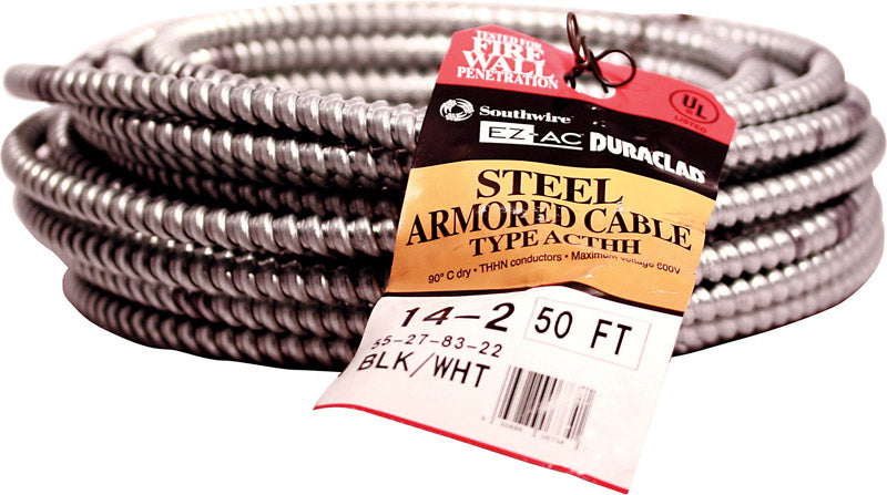 Southwire 50 ft. 14/2 Solid Steel Armored AC Cable