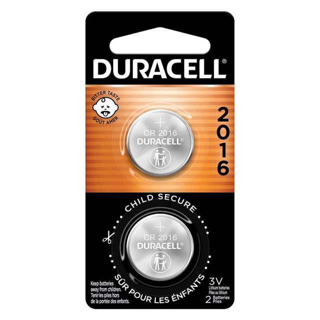 Duracell Lithium Coin 2016 3 V 0.09 mAh Medical Battery 2 pk
