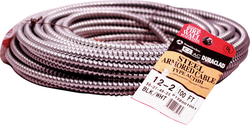 Southwire Duraclad 100 ft. 12/2 Solid Steel Armored AC Cable