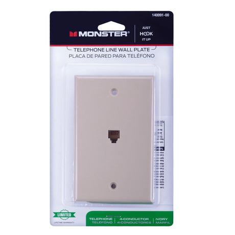 Monster Just Hook It Up Ivory 1 gang Plastic Telephone Wall Plate 1 pk