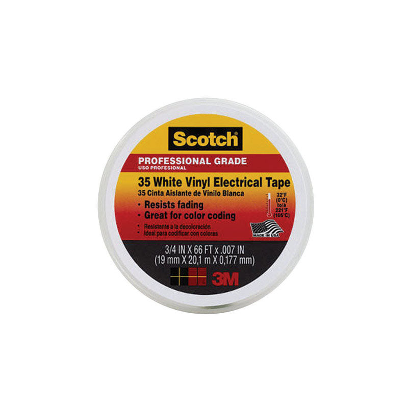 Scotch 3/4 in. W X 66 ft. L White Vinyl Electrical Tape