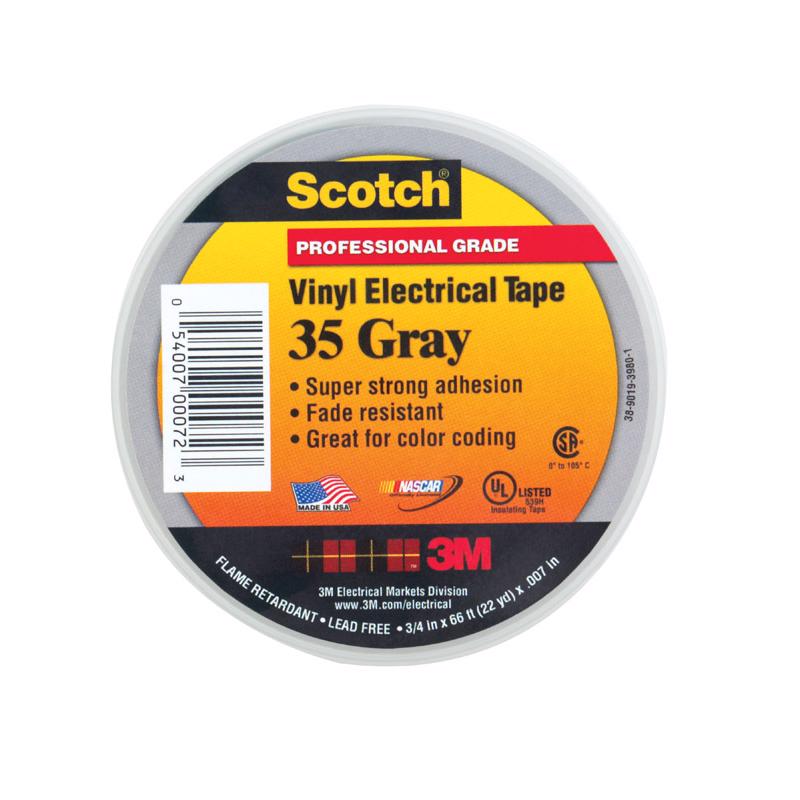 Scotch 3/4 in. W X 66 ft. L Gray Vinyl Electrical Tape