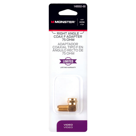 Monster Just Hook It Up Right Angle Coax F Adapter 75 ohm 1 pk