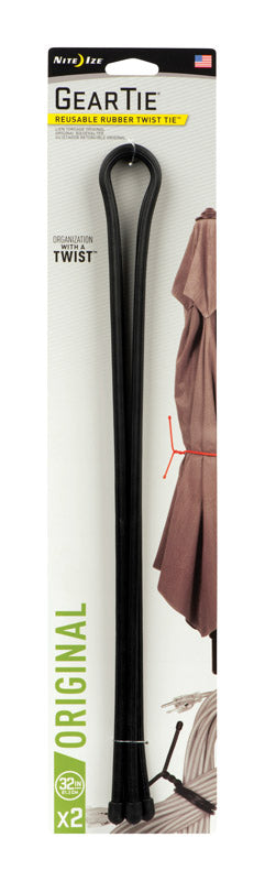 Nite Ize Gear Tie 32 in. L Black Twist Ties 2 pk