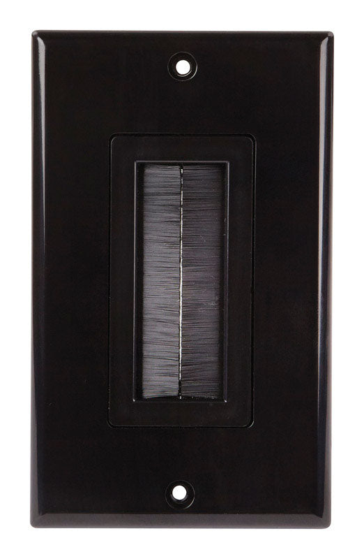 Monster Just Hook It Up Black 1 gang Plastic Home Theater Brush Wall Plate 1 pk
